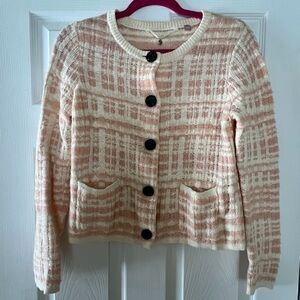 Anthropologie Plaid Pink and Cream Cardigan